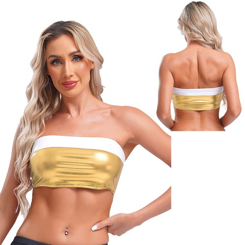 Women Crop Top Patent Bra Push Up Vest Female Blouse Stretchy Bustier Workout - Bild 39 von 74