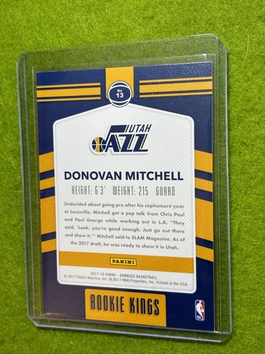Tarjeta de novato Donovan Mitchell Flash Silver Prizm SSP 2017 Donruss ROOKIE KINGS RC - Imagen 24 de 24