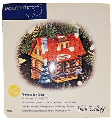 Dept 56 Snow Village #98637 Lighted Ornament ''Pinewood Log Cabin''