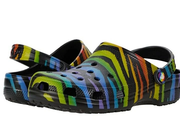 Black and rainbow crocs deals