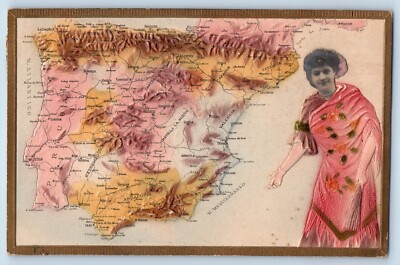 Carte Postale Ancienne Espagne/Portugal 1914 - Femme Caricature - Voyage - Postée