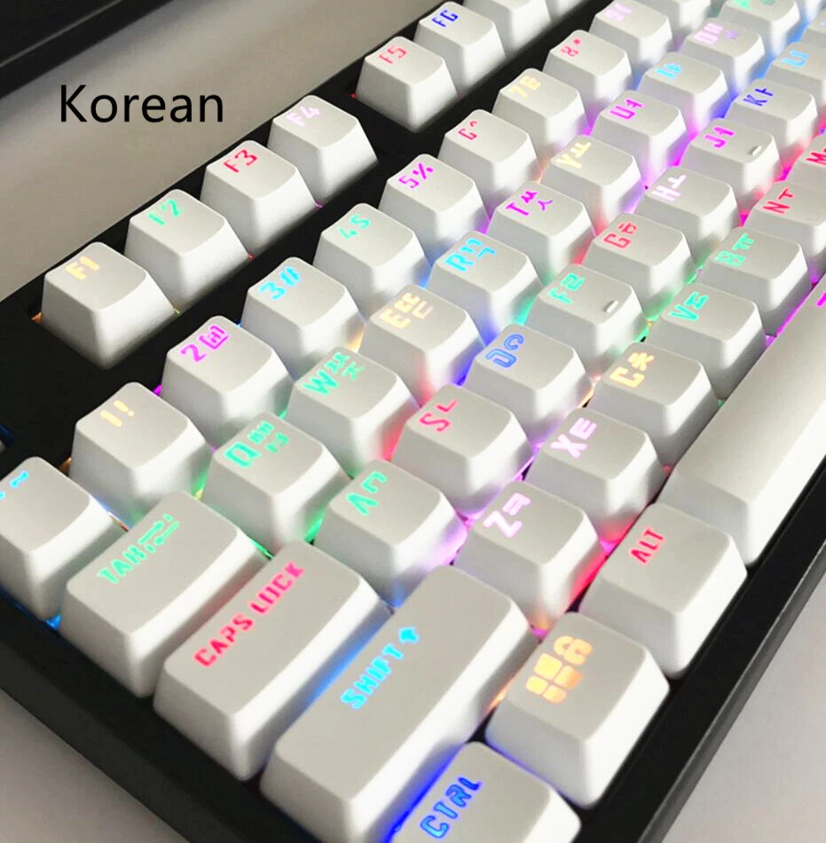 104 Key Korean Russian Backlit Keycap OEM Profile Keycaps for Cherry MX Keyboard - Image 2 of 4