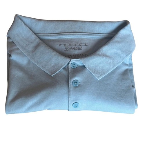 Lucky Brand Men’s Venice Burnout Polo Size XL Light Blue Short Sleeve Polo NWOT