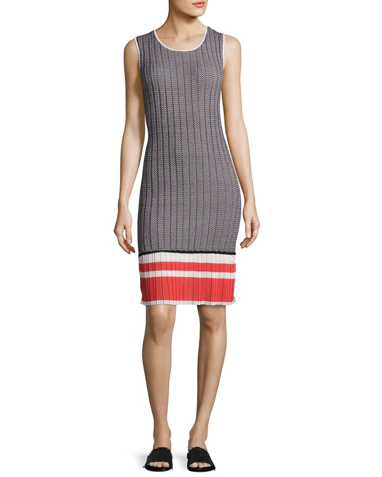 GREY Jason Wu 165398 Womens Sleeveless Chevron Knit Dress Multicolor Size Medium - Image 2 of 4