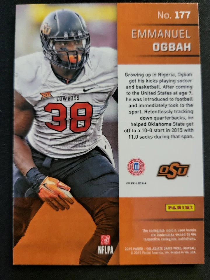 2016 Prizm Draft Emmanuel Ogbah RC BLUE PRIZM  #177 *NOT MINT - Image 2 of 2