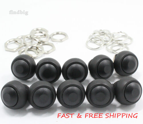 Momentary ON/OFF Push Button Switch Waterproof 12mm Black M122 Mini 10pcs - Bild 1 von 7