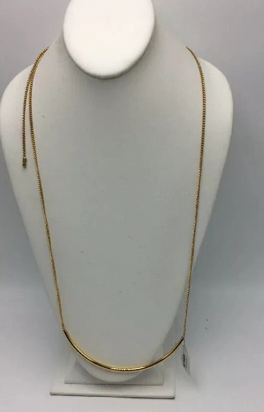 125 美元迈克尔·科尔斯 MKJ5792710 金色弧形条滑块 40 英寸长项链 MKD10 — 第 2/4 张图片