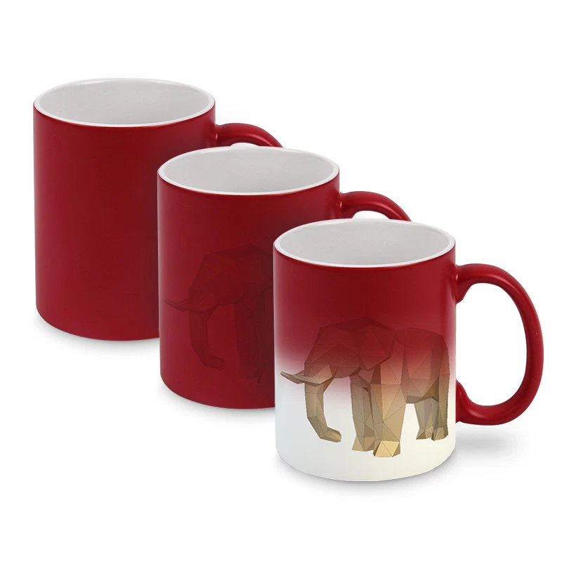 PRINTBOX 6x Zaubertassen Fototassen Sublimation Becher Magic Mug Farbwechseltasse - Rot