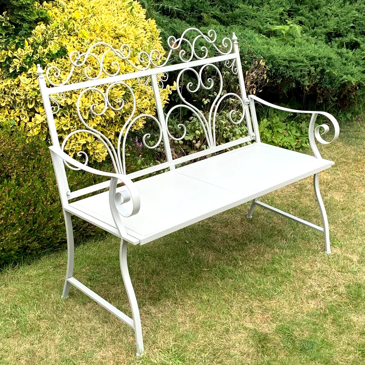 Grey Garden Bench Victorian Steel Style Outdoor Patio Terrace Balcony Furniture