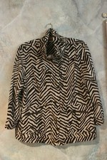 CHICO  S Animal Print Zebra Dark Chocolate Brown Cream Jacket Sz 2 Fall is coming