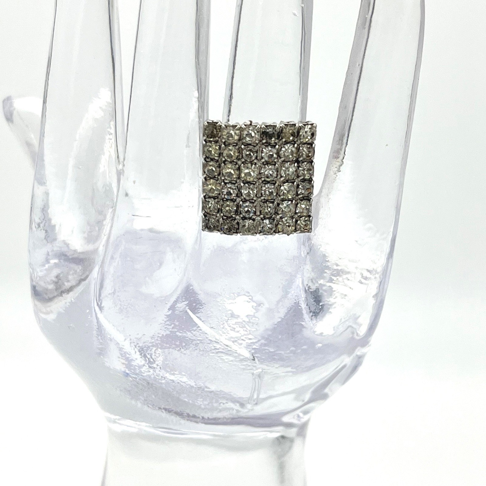 Sparkling Square Rhinestone Pave Statement Ring A… - image 1