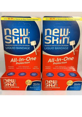 2 Pack- New Skin Liquid Bandage for Cuts and Minor Scrapes 1 fl oz (30 ml) Each 