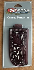 Nocona Knife Sheath Leather Tooled Floral Pierced Tan 1804612