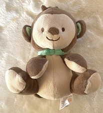 Fisher Price Plush Brown Monkey Green Bow 2013 Snugamonkey 6 Stuffed Animal