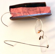 Gold Wire Rim Antique Spectacles Eyeglasses Vintage Case And Cleaning Cloth