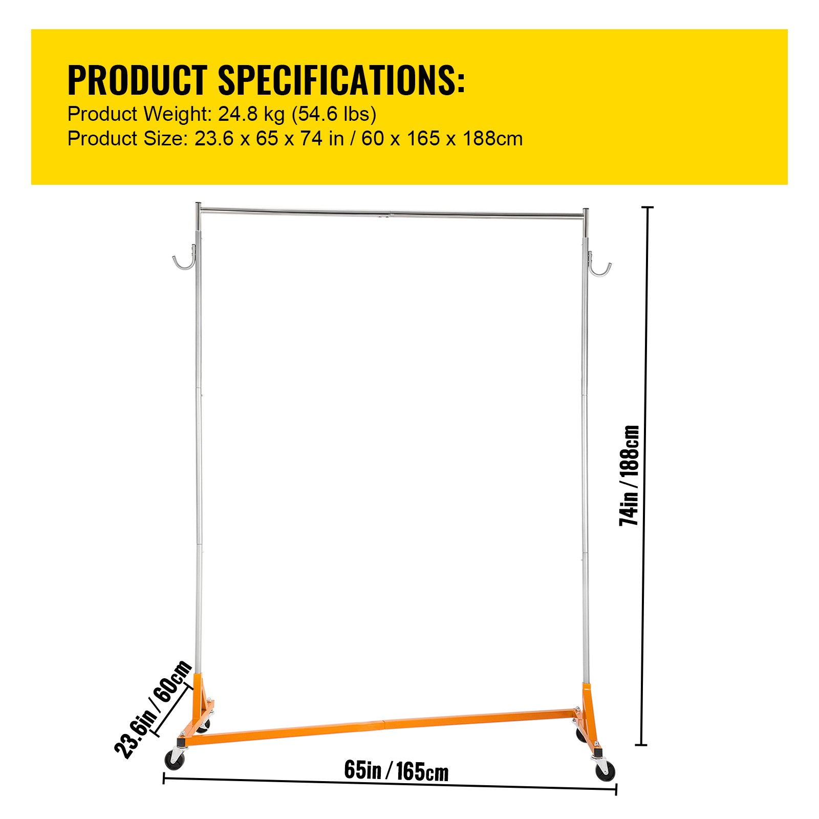 3 Set Z-Truck Clothing Rack Rolling Garment Z-Rack Lockable Casters Heavy-duty