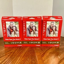 Lot of 3 ~ Canon PP-201 Photo Paper Plus Glossy II Inkjet Paper 4x6 ~ 100 Sheets