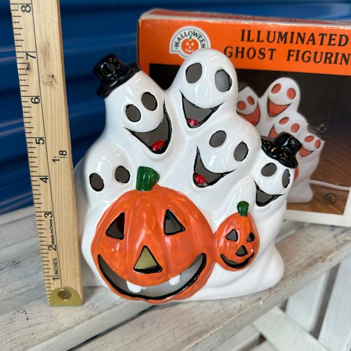 Estatuilla de colección de fantasmas y calabaza iluminados de Halloween Jack O Lantern años 80 - Imagen 5 de 7
