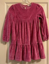 Mini Boden Pink Rose Velour Dress Size 8/9