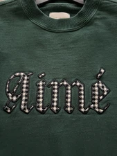 Aime Leon Dore ALD Houndstooth Appliqué Logo Crewneck Sweatshirt Green Size XS