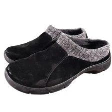 Dansko Eartha Clogs Black Women's EU 40 US 9.5-10 Suede Knit Trim Slip On Shoes