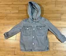 Gap Little Kids Boys Hooded Denim Jacket Gray Sz Xtra Small