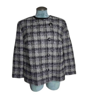 Pendleton 100% Wool Blazer Plus 16W Black Gray Asymmetric Dark Academia Office
