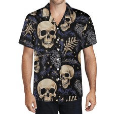 Skull Print Hawaiian Shirt, Eye Catching Gothic Style - Adults  Youth