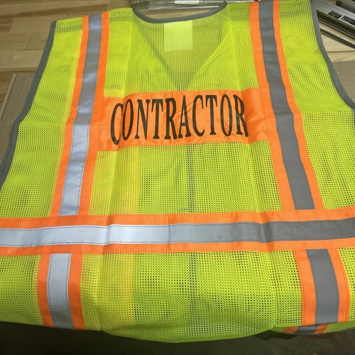 8 New Contractor High-Viz Neon Yellow Safety Vest. Model SRUS 8002 image 10