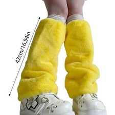 Women Leopard Colorful Furry Leg Covers Winter Fuzzy Plush Leg Warmers Stockings