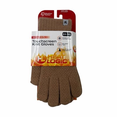 Heat Logic Women's Touchscreen Knit Gloves One Size Fits Most Brown