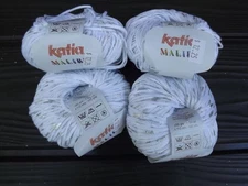 Katia Malibu, cotton ribbon yarn, 4 balls, 50 gr. 122 yds. metallic accents, NEW