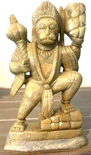 Lord Hanuman Or Bajrangbali Statue Natural Soap Stone Indian Monkey God.H.Carved