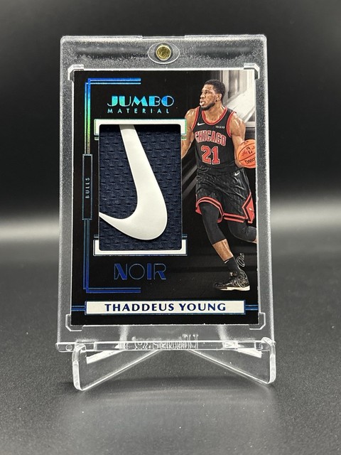2019-20 Panini Noir Thaddeus Young Jumbo Nike Swoosh Game Used Patch #1/1