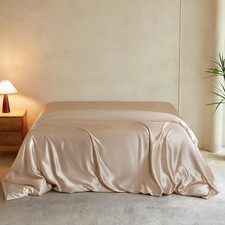 Luxury Queen Silk Duvet Cover, Extra Soft, Breathable  Cooling, Comforter Cover