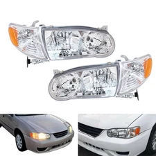 Set Left+Right Halogen For Toyota Corolla 01-02 Headlights Assembly LH RH Pair