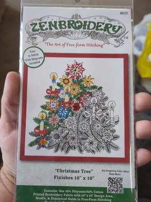 Design Works/Zenbroidery Stamped Embroidery 10''X10''-Christmas Tree, DW4025