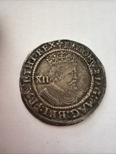 JAMES I (1603-1625). SILVER SHILLING 5.38g London MM FLEUR DE LYS (1623-4)