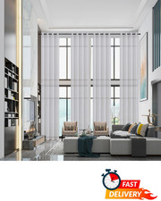 Sheer Curtains 20Ft Semi Linen Light Filtering Drapes 52x240 in White
