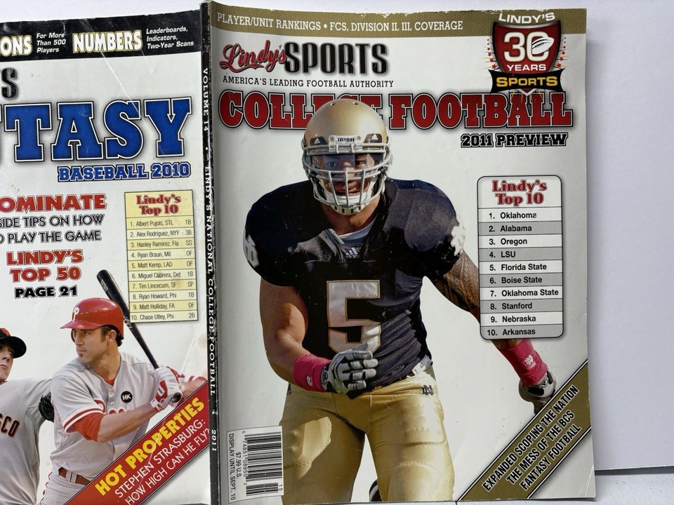 LOT - 3 LINDY'S SPORTS PRO FOOTBALL PREVIEW MAGAZINES - 2010, 2011 ...