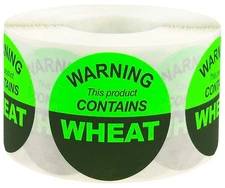 Warning This Product Contains Wheat Labels 1.5 Inch 500 Total Stickers