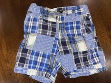 Toddler Boys Janie  Jack White Blue Plaid Madras Summer Shorts Size 2T EUC