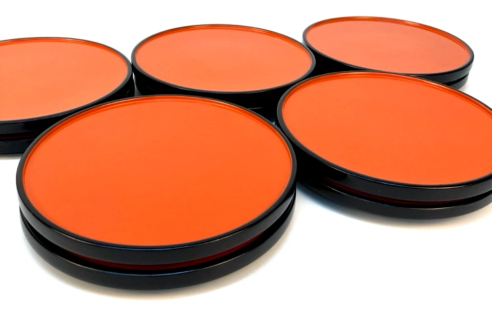 Japanese Lacquer Plates Set Antique Vintage Red Black Urushi Plate - Image 4 of 4