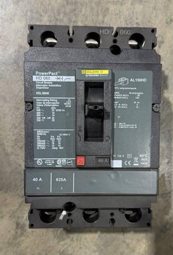 Square D He 060 Power Pact HDL36040 3 Pole Molded Case Circuit Breaker