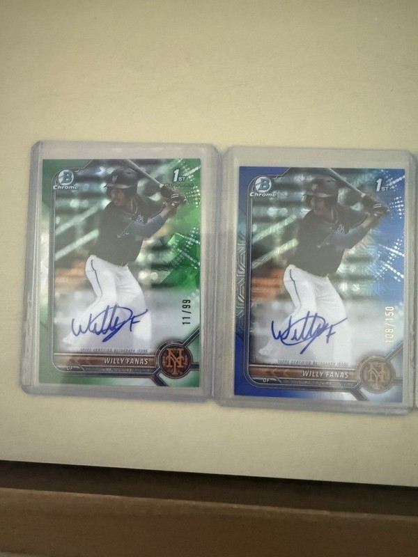 Willy Fanas 2022 Bowman Chrome 1st Bowman Auto Lot /99-/150 And 2 Cards /499