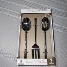 Brandani Italy Diamond Hotel Collection Hi Qlty Stainless Steel Serving 3 Pc Set
