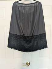 Stunning Plus Size 4X Silky Soft Black 10" lace Half Slip Petticoat Lingerie