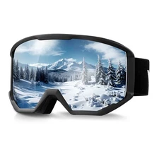 VEVOR Ski Goggles Cylindrical Lens with Silver Mirror Revo Coating Snow Goggles