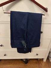 Tommy Hilfiger Mens Modern fit Dress Pants 38 / 30 Blue Solid Stretch