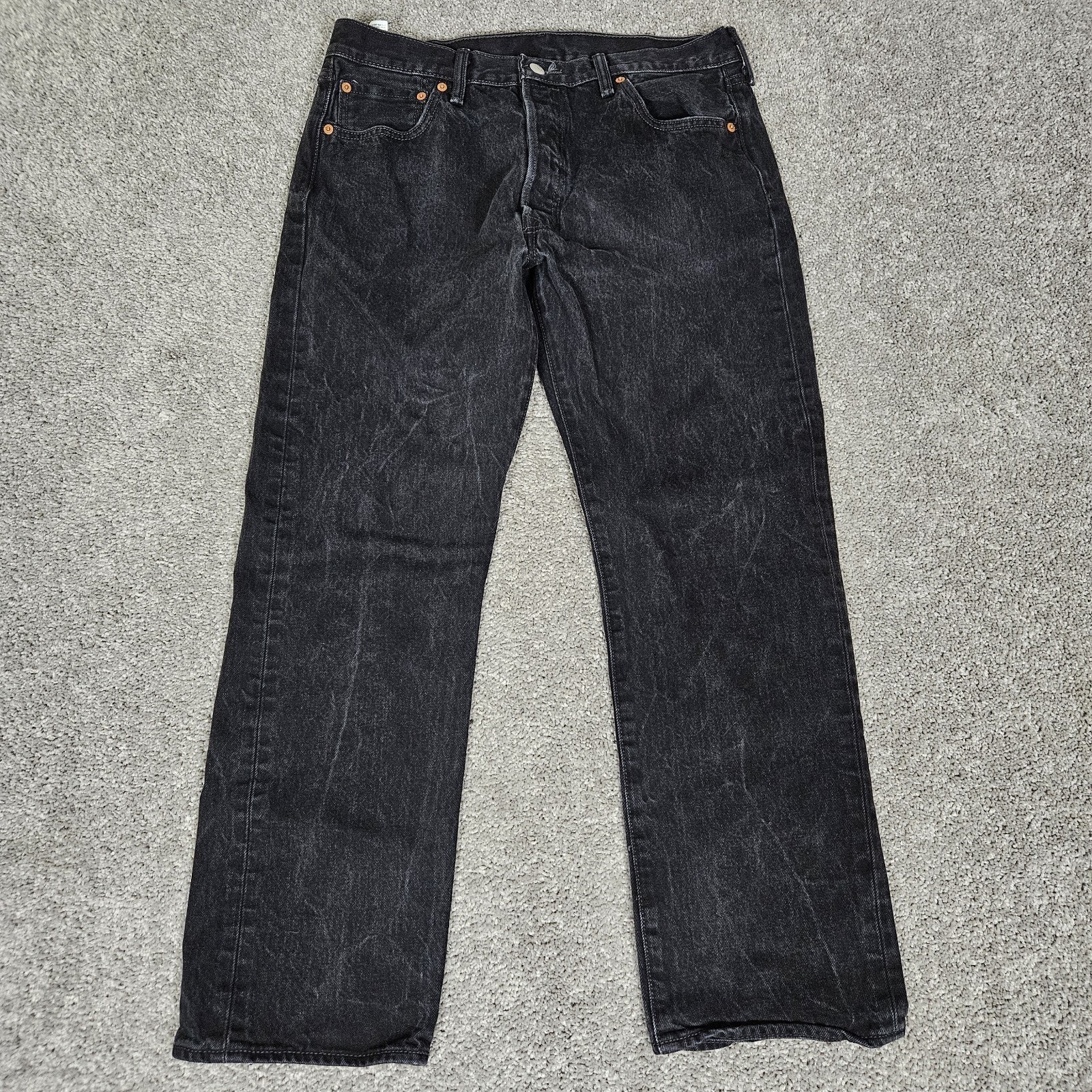 Levis 501 Jeans Mens 32X28 (Tag 36X30) Black Straight Fit Button Fly Iconic